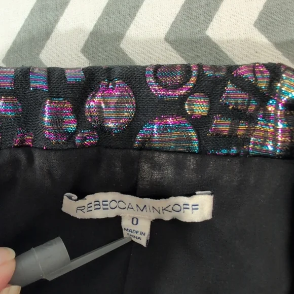 Rebecca Minkoff Blazer Jacket Womens 0 Black Base/Iridescent Maximalist Textured - Picture 12 of 15